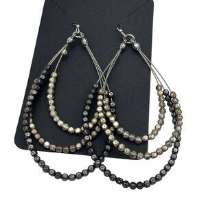 Multi-Strand Metallic Beaded Dangle Earrings